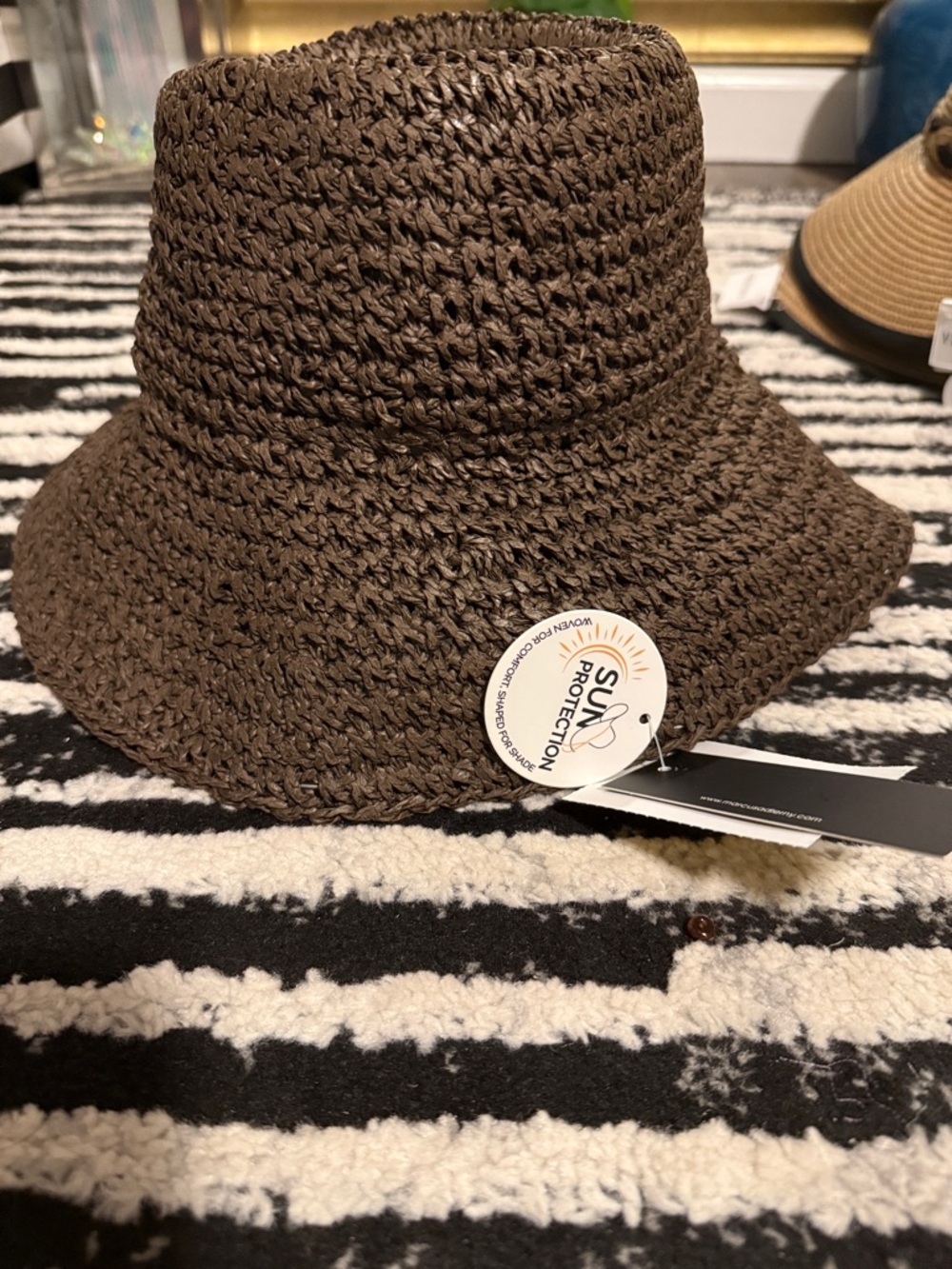 Brown Crochet Sun Protection Bucket Hat